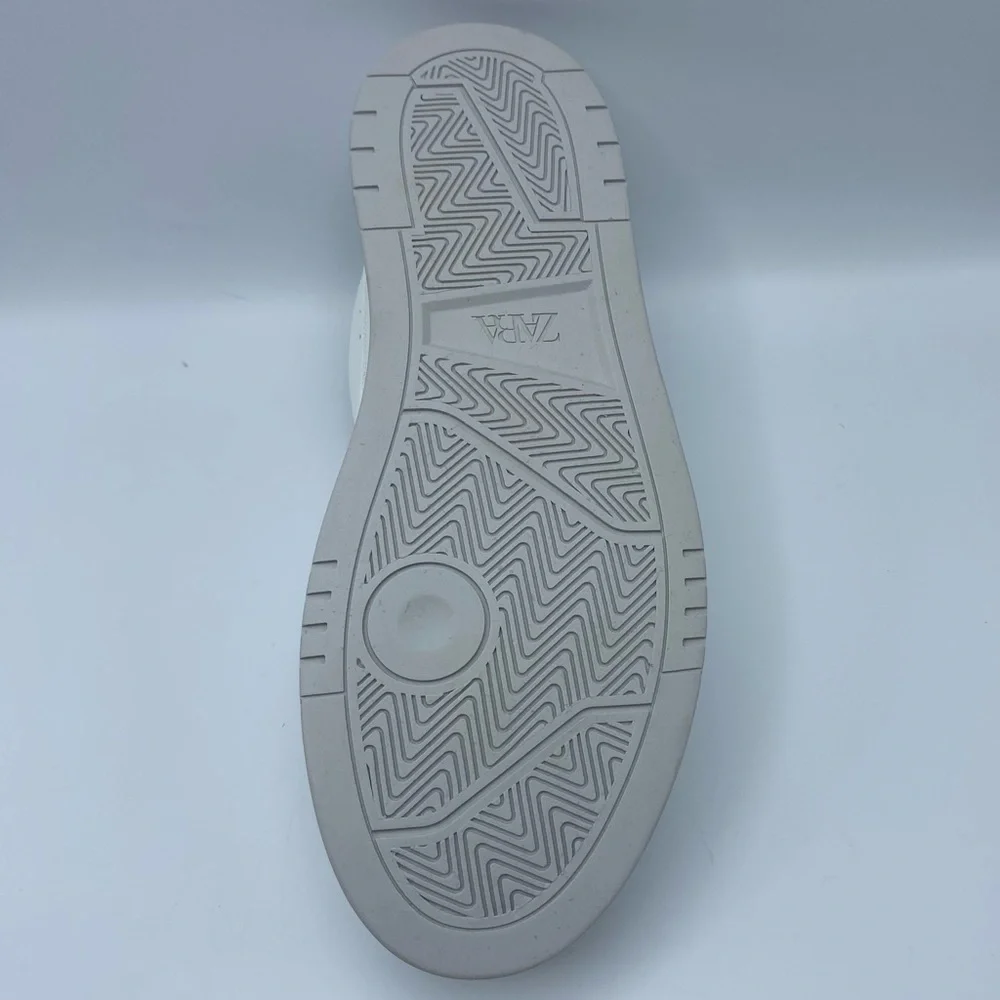 NWT. Zara Men's White Leather Uniform Sneakers. Size 8, 9, 13.